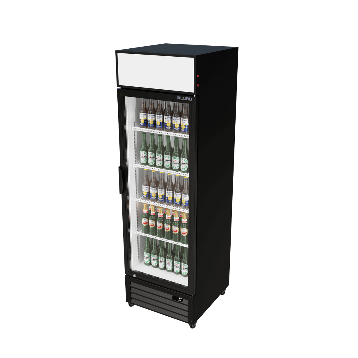 CUBO Display Fridge 335L - 1 Glass Door with Merchandising Canopy - Lockable - Energy Efficient - CS-370W-EE