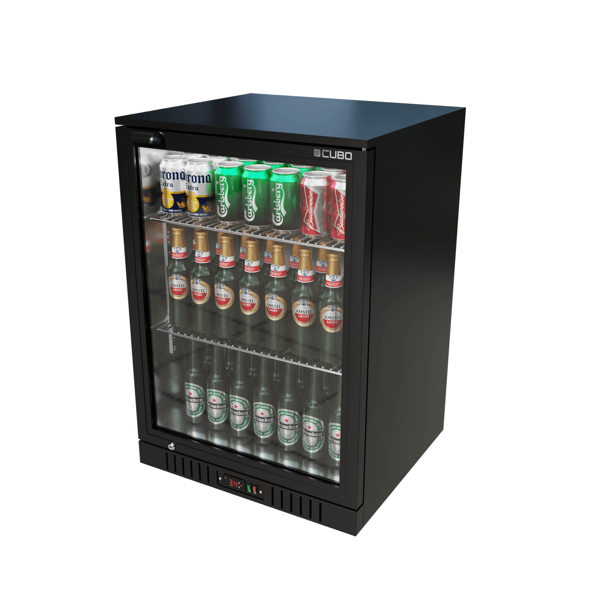 CUBO Barkoelkast 121L - 1 glazen deur met laag profiel - Afsluitbaar - Energiezuinig - CS-130HC-EE