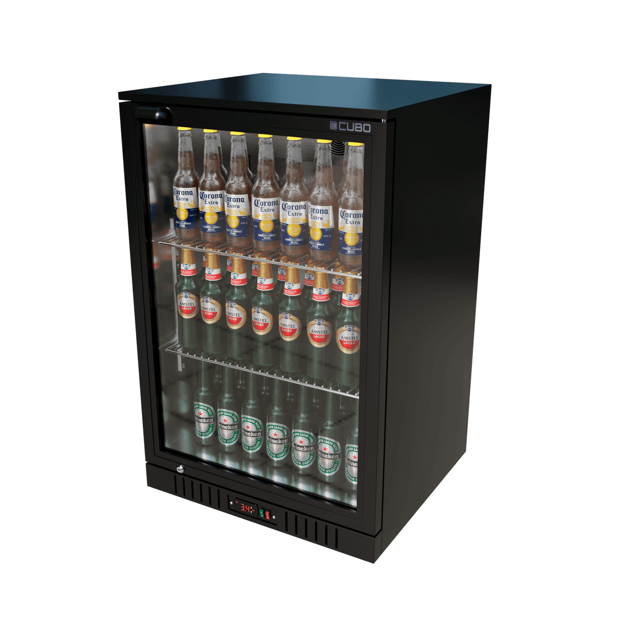 Cubo Barkoelkast 133L - 1 Glazen deur - Afsluitbaar met slot - 72 flessen - Energiezuinig - CS-130H-EE