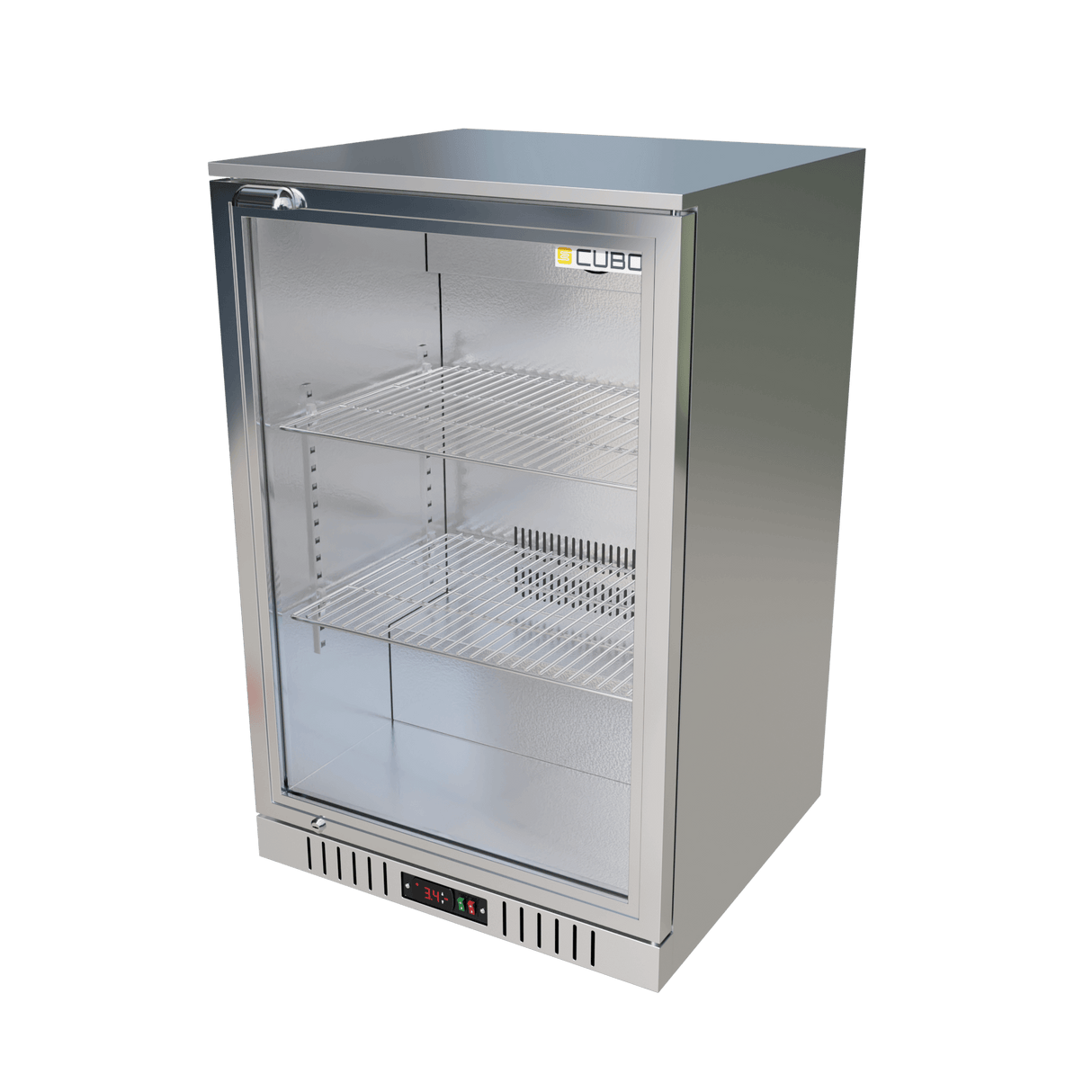 Cubo Barkoelkast 133L - 1 Glazen deur RVS - Afsluitbaar met slot - 72 flessen - Energiezuinig - CS-130H-S-EE