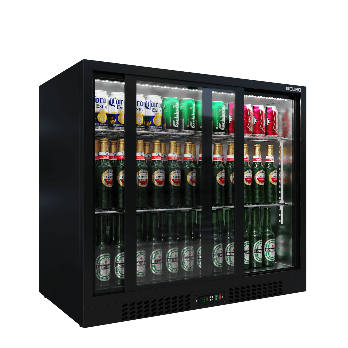 Barkühlschrank 188L - 2 Glasschiebetüren mit niedrigem Profil - Abschließbar - CS-210SC-EE