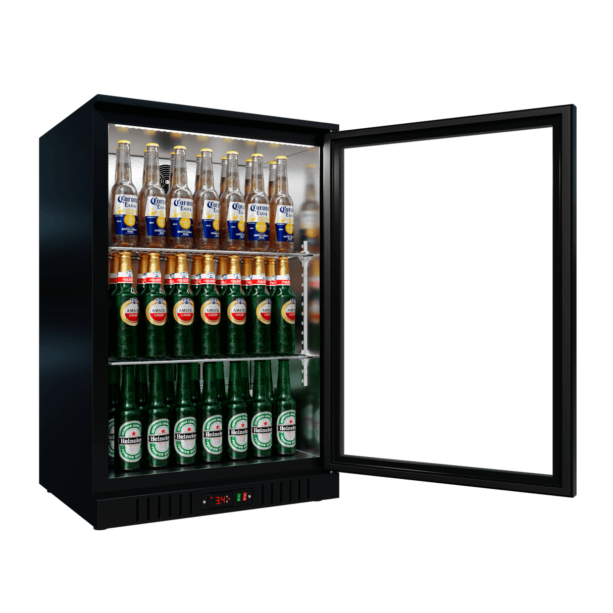 Cubo Barkoelkast 133L - 1 Glazen deur - Afsluitbaar met slot - 72 flessen - Energiezuinig - CS-130H-EE