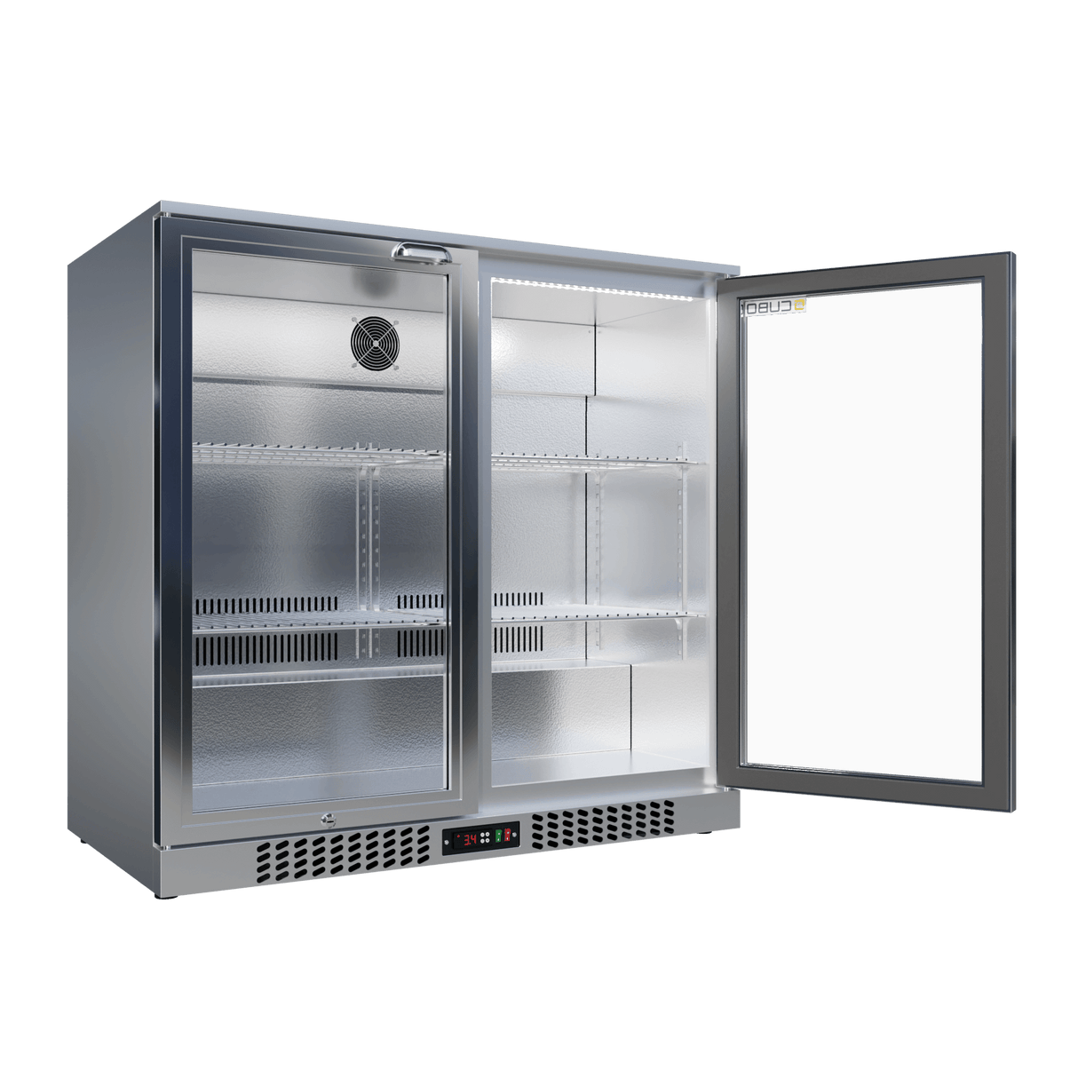 Cubo Barkoelkast 207L - 2 Scharnierende glazen deuren RVS - Afsluitbaar met slot - 195 Flessen - Energiezuinig - CS-210H-S-EE