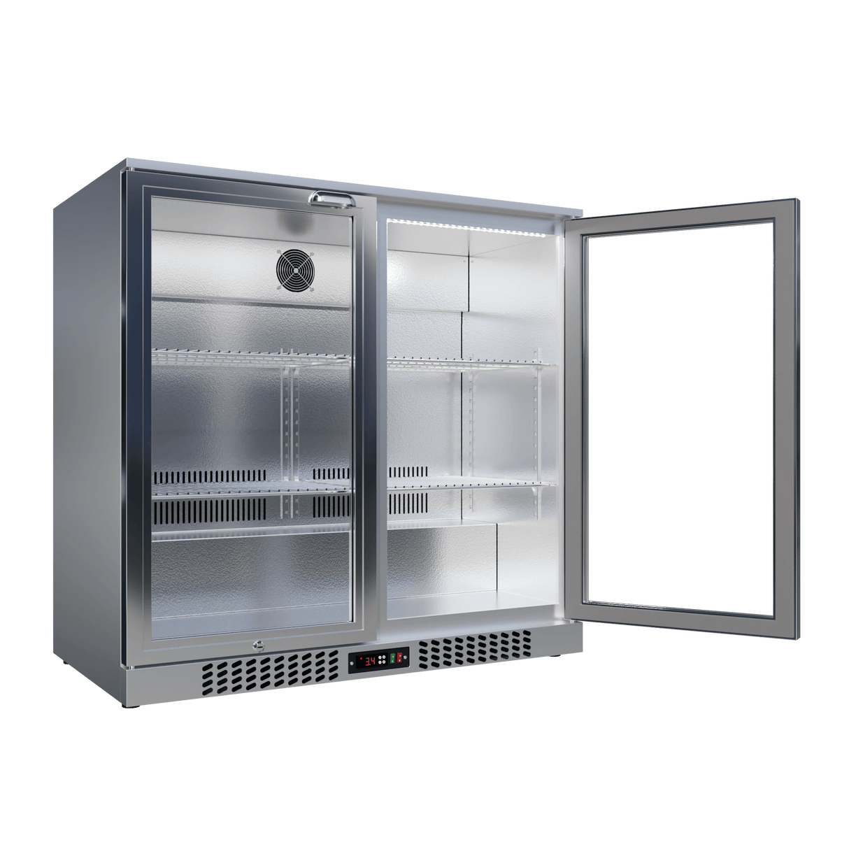 CUBO Bar Fridge 207L - 2 Hinged Glass Doors Stainless Steel - Lockable - 195 bottles - Energy Efficient - CS-210H-S-EE