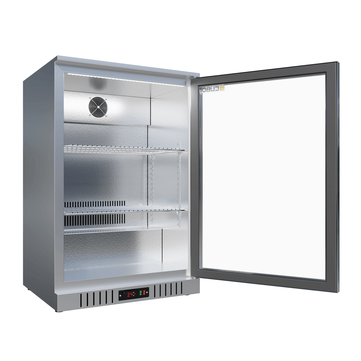 Cubo Barkoelkast 133L - 1 Glazen deur RVS - Afsluitbaar met slot - 72 flessen - Energiezuinig - CS-130H-S-EE