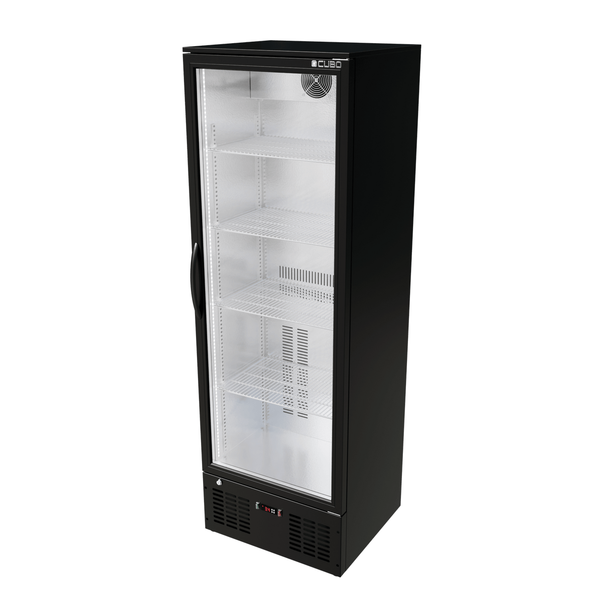 Cubo Drankenkoelkast 300L - Zwart met RVS binnenkant - 1 glazen deur met LED-verlichting - Afsluitbaar met slot - Energiezuinig - CS-310H