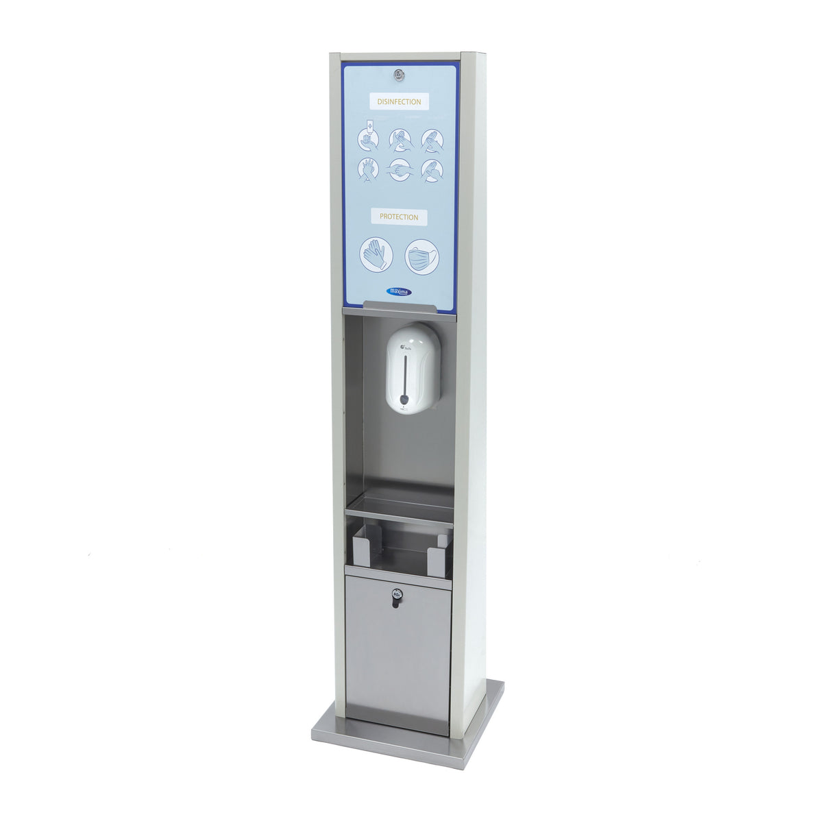 Maxima Hand Sanitiser Dispenser - Automatic - Contactless - Space for Disposable Gloves - 09376060