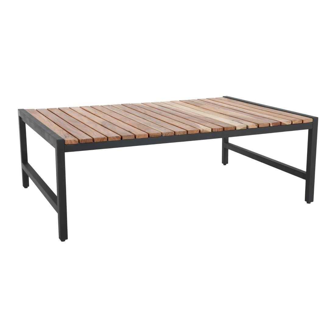 Bolero Steel and Acacia Low Coffee Table 1200x800mm - DK903 Bolero