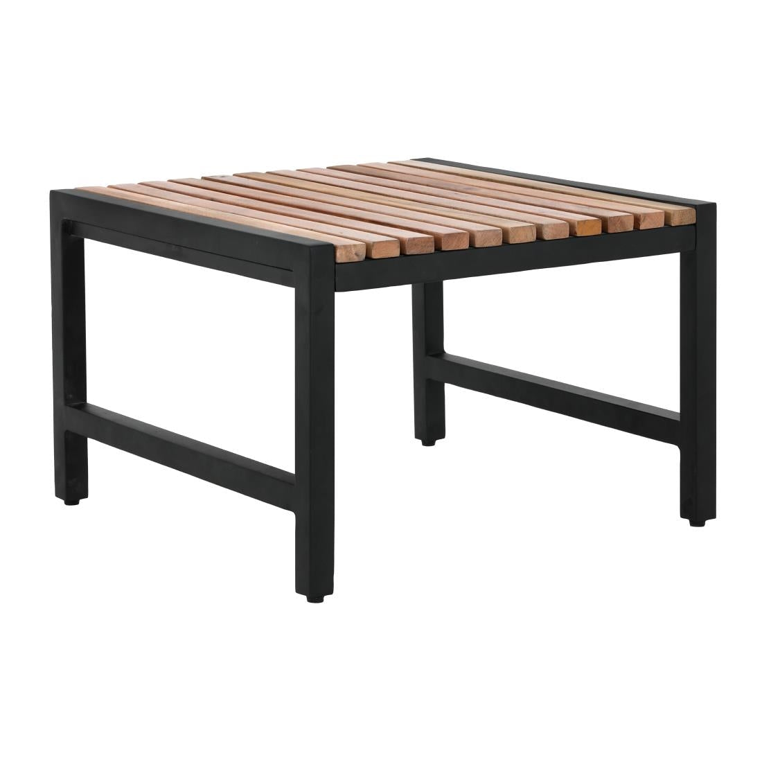 Bolero Steel and Acacia Low Bar Stools (Pack of 4) - DK904 Bolero