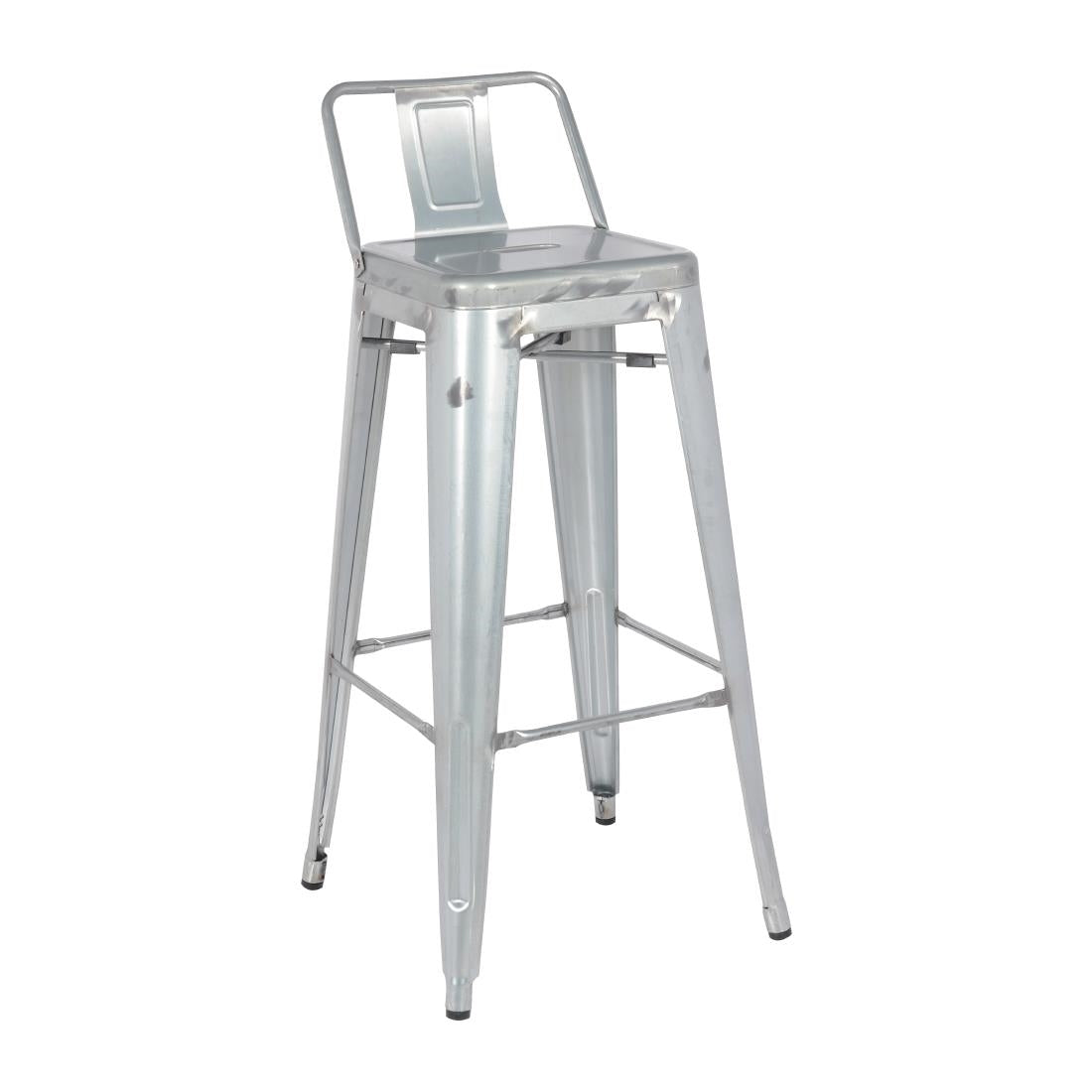 Bolero Bistro Galvanised Steel High Stool with Backrest (Pack of 4) - DL877 Bolero