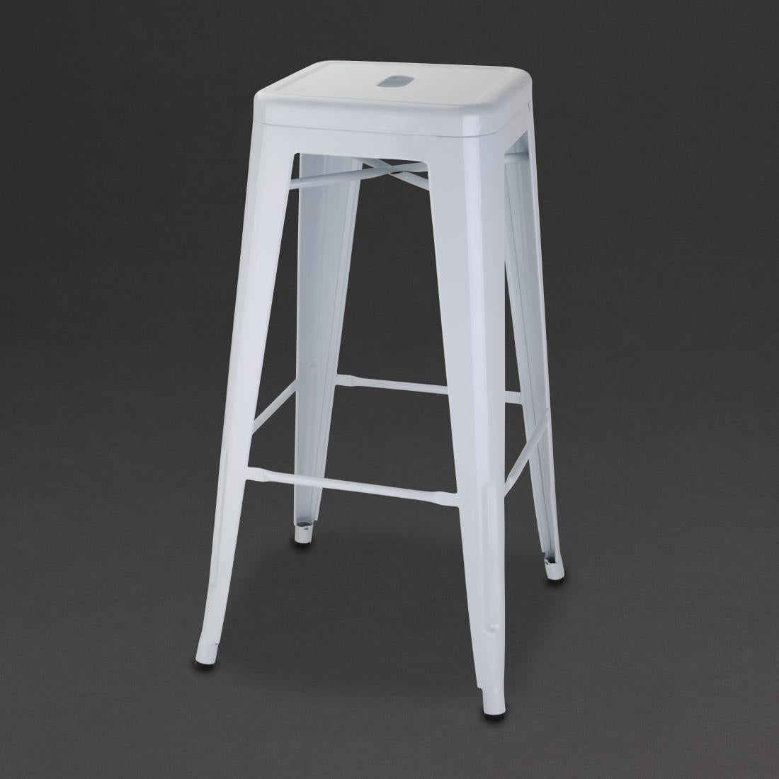 Bolero Bistro Galvanised Steel High Stools White (Pack of 4) - DM763 Bolero