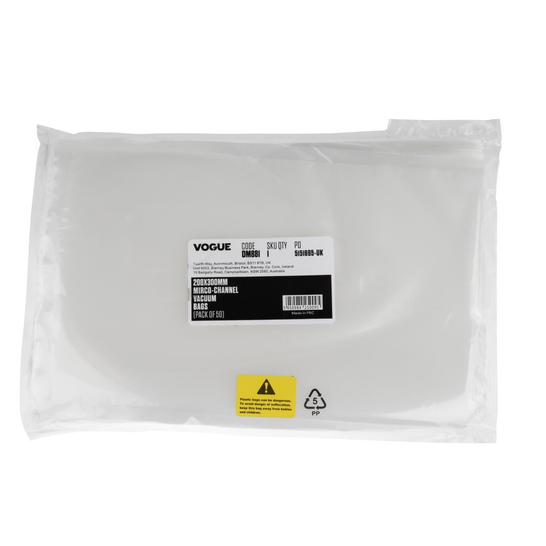 Vogue Vacuum Sealer Bags Embossed 200x300mm (Pack of 50) - DM881 Vogue