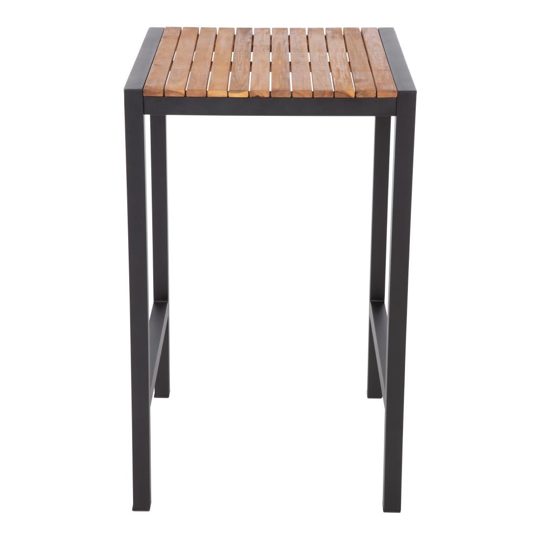 Bolero Square Steel and Acacia Bar Table 600mm - DS155 Bolero