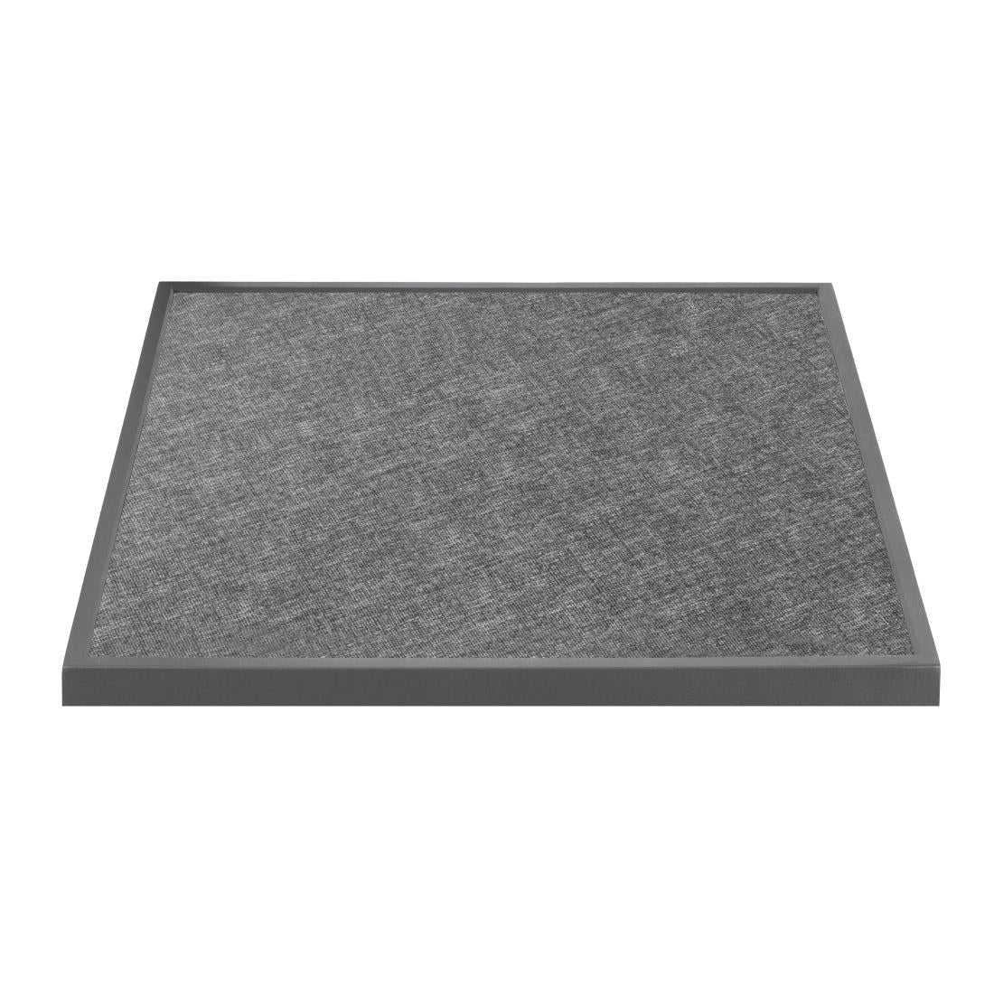 Bolero Black Brushed Mix Outdoor Tempered Glass Table Top Square Grey Trim 700mm - DZ873 Bolero