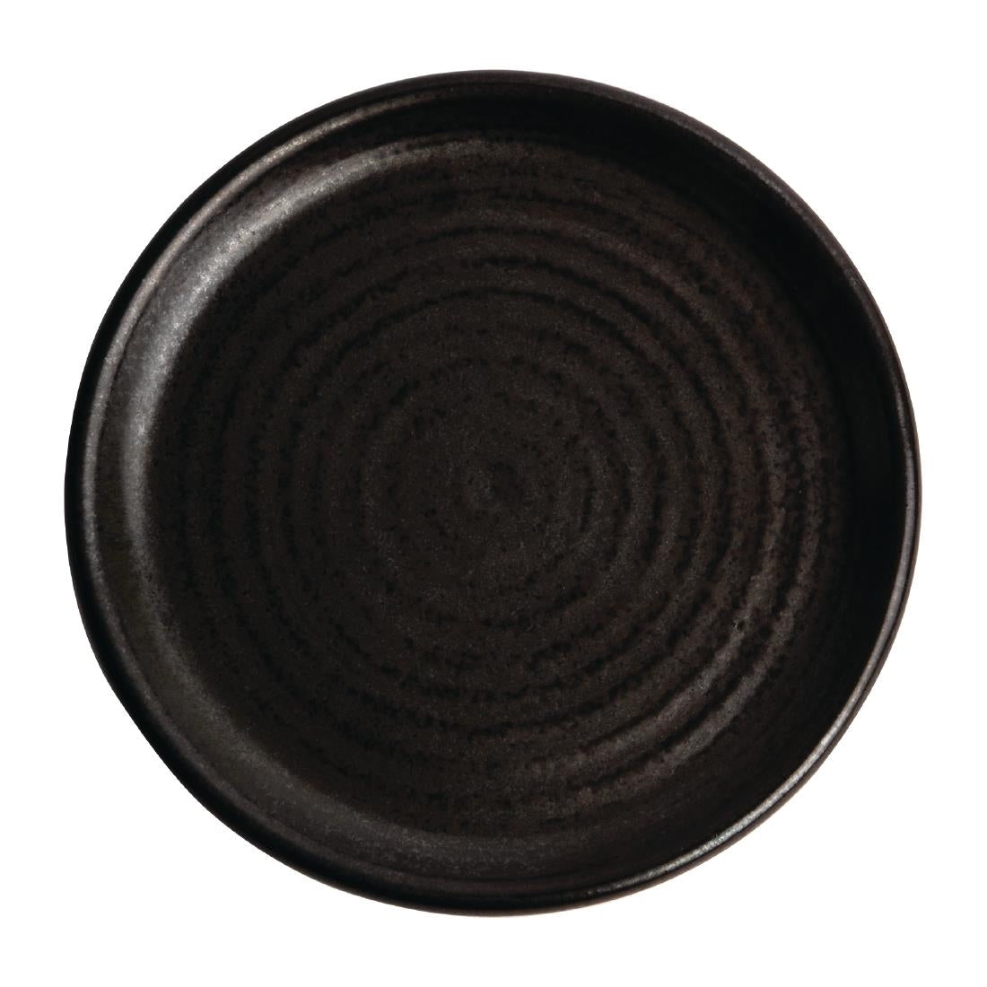 Olympia Canvas Small Rim Round Plate Delhi Black 180mm (Pack of 6) - FA316 Olympia