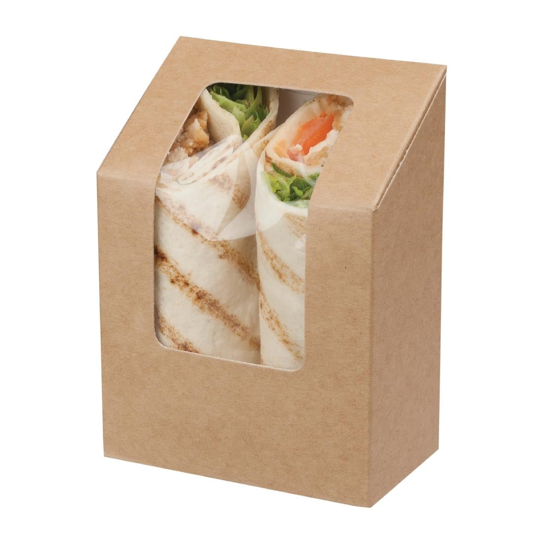 Colpac Zest Compostable Kraft Tuck-Top Tortilla Wrap Packs With Cellulose Window (Pack of 500) - FA391 Colpac