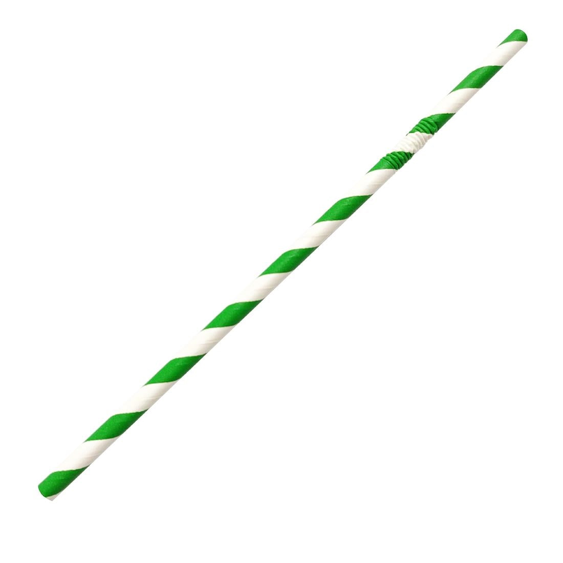 Fiesta Compostable Bendy Paper Straws Green Stripes (Pack of 250) - FB143 Fiesta