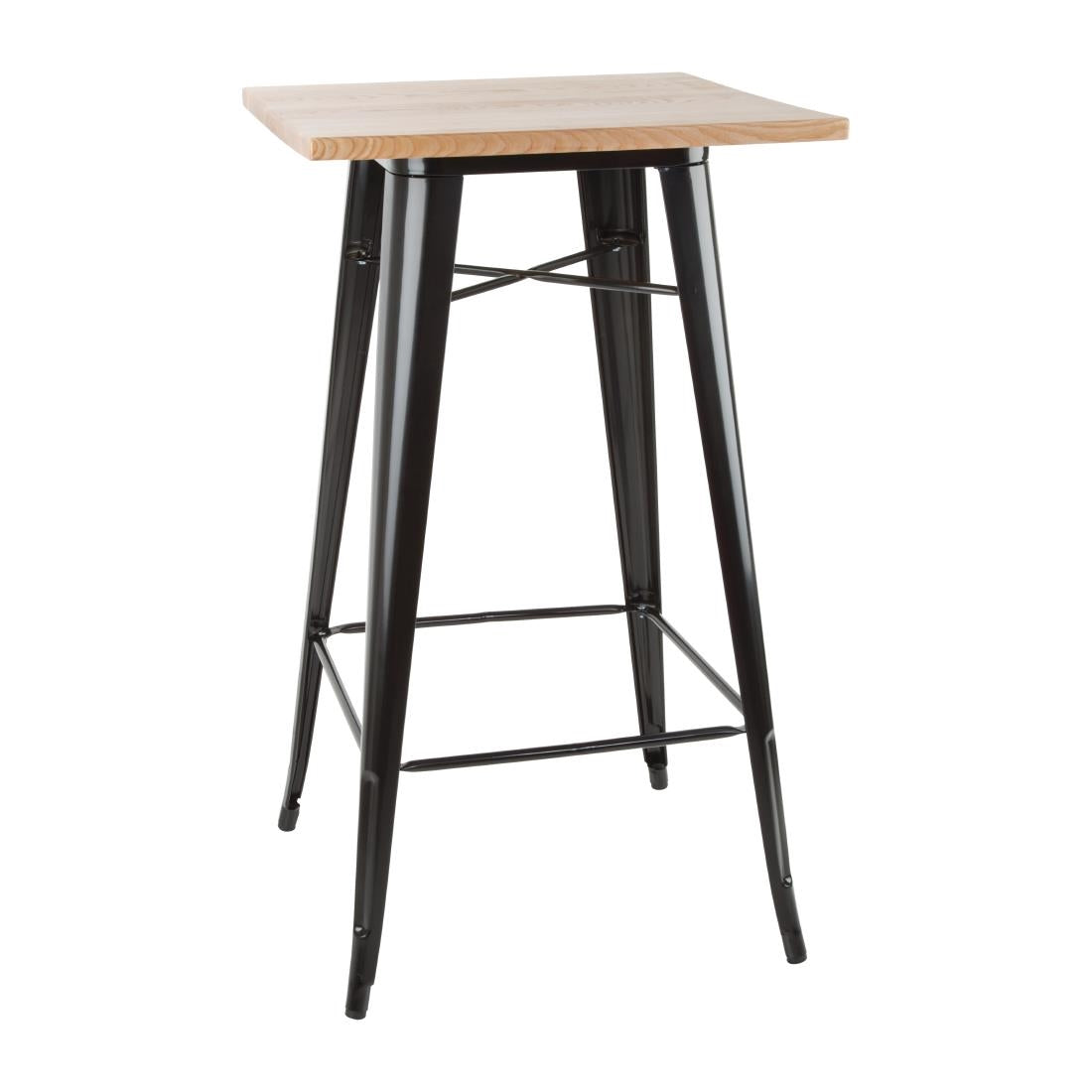 Bolero Bistro Bar Table with Wooden Top Black - FB595 Bolero