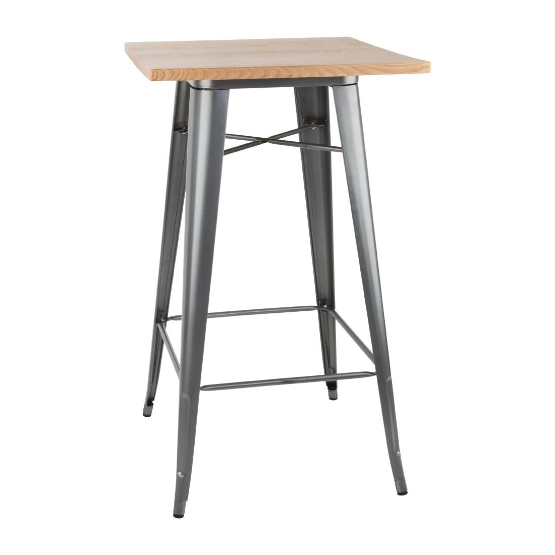 Bolero Bistro Bar Table with Wooden Top Gun Metal - FB596 Bolero