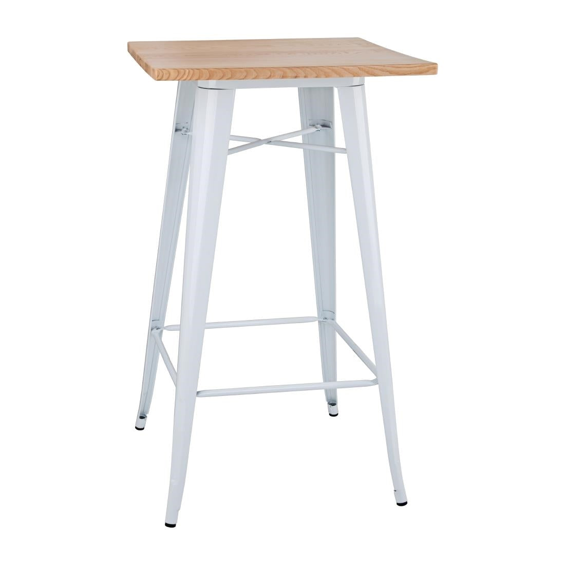 Bolero Bistro Bar Table with Wooden Top White (Single) - FB597 Bolero