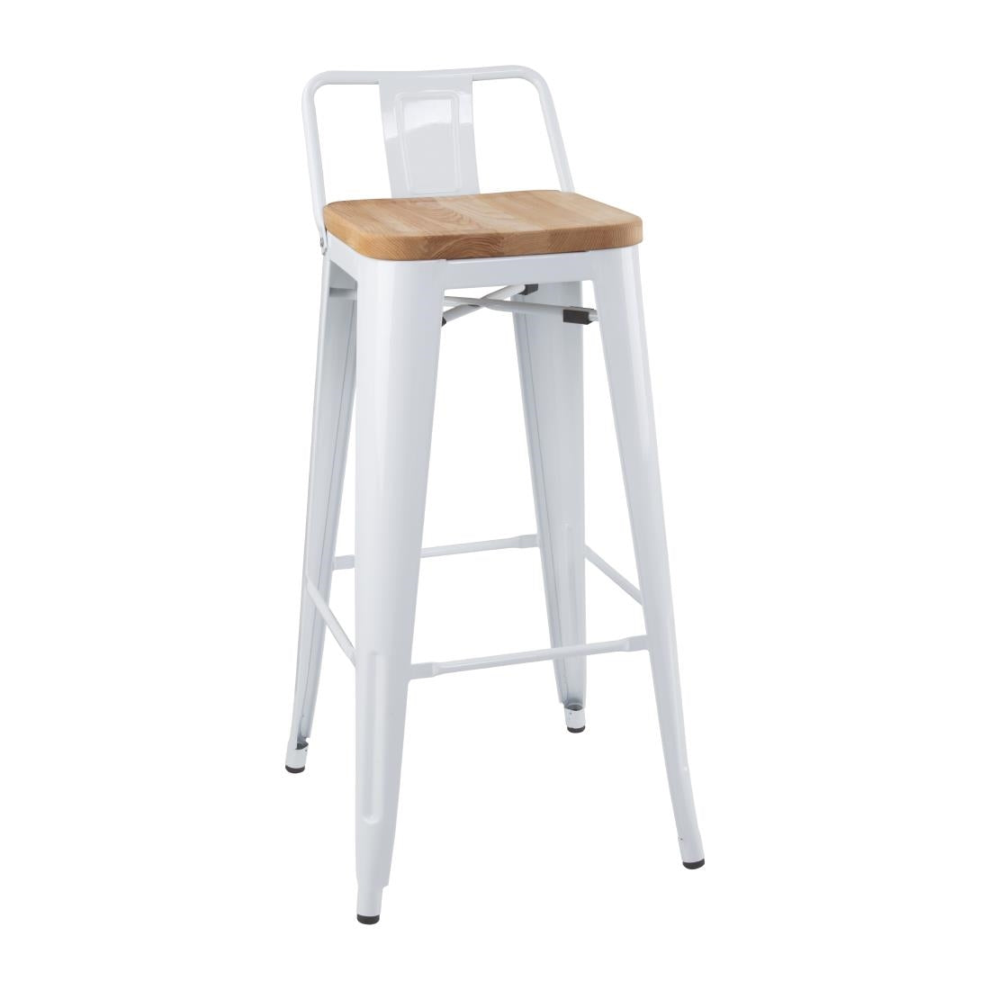 Bolero Bistro Backrest High Stools with Wooden Seat Pad White (Pack of 4) - FB625 Bolero