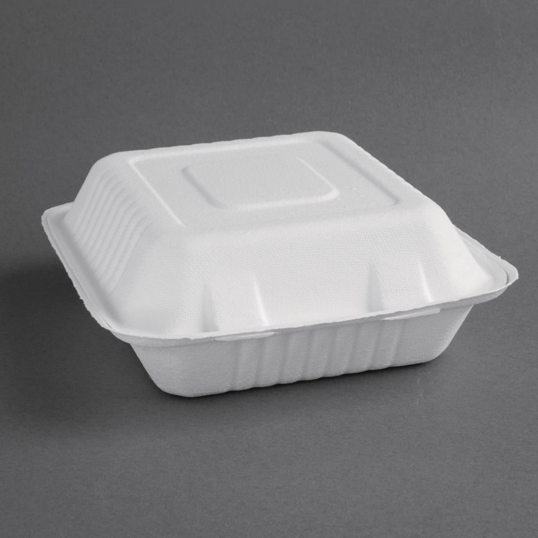 Fiesta Compostable Bagasse Hinged Food Containers 223mm (Pack of 200) - FC525 Fiesta