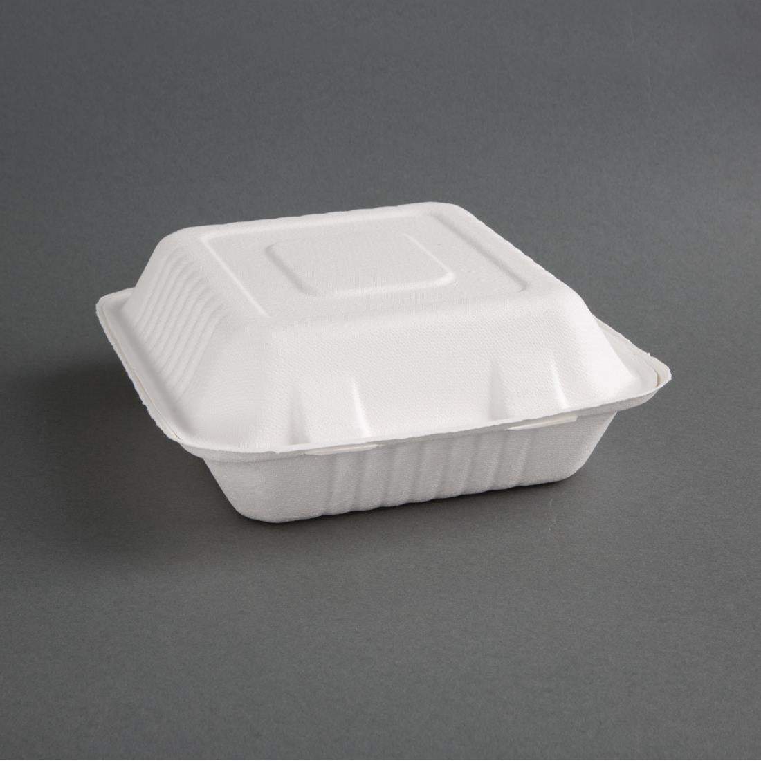 Fiesta Compostable Bagasse Hinged 3-Compartment Food Containers 201mm (Pack of 200) - FC526 Fiesta
