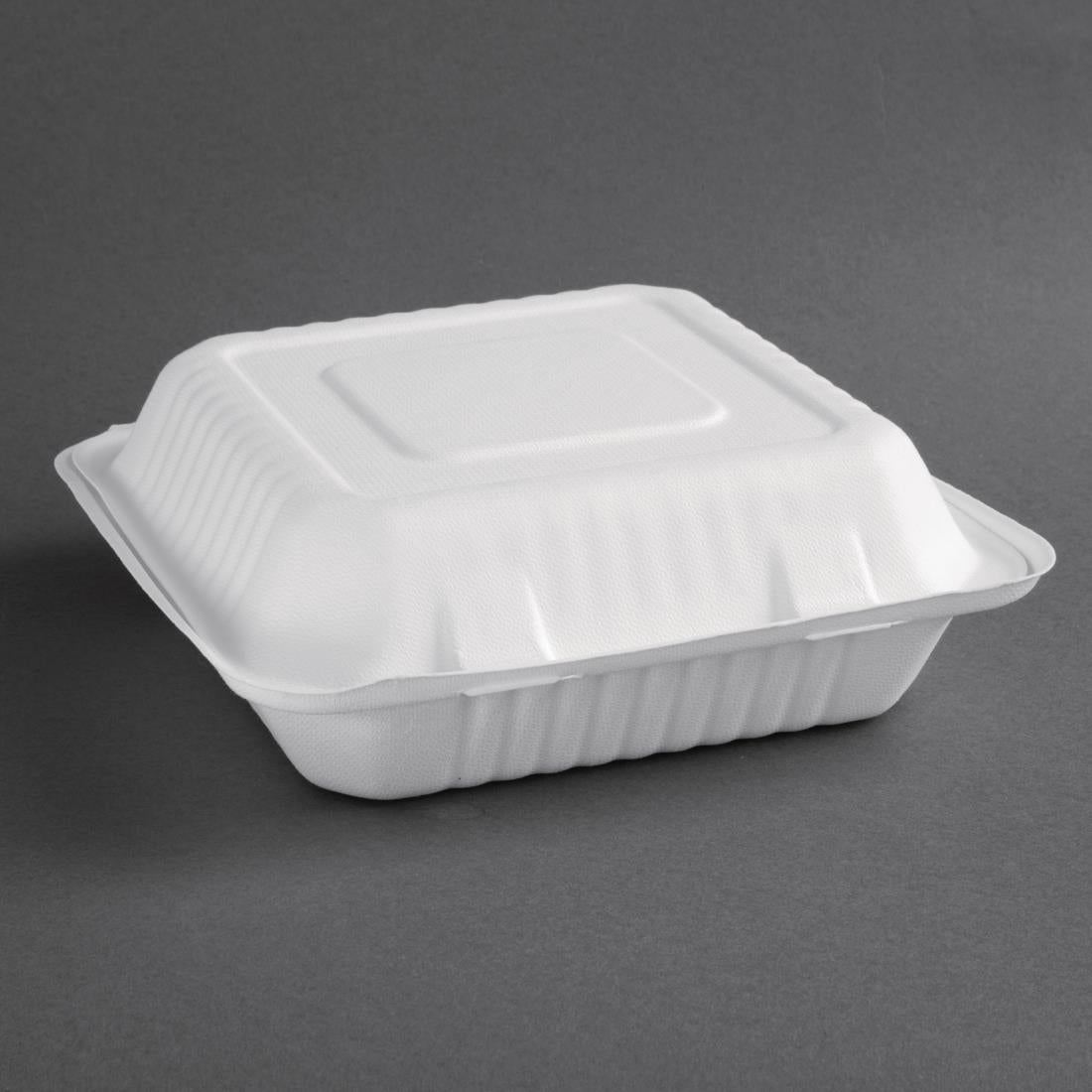 Fiesta Compostable Bagasse Hinged Food Containers 236mm (Pack of 200) - FC527 Fiesta