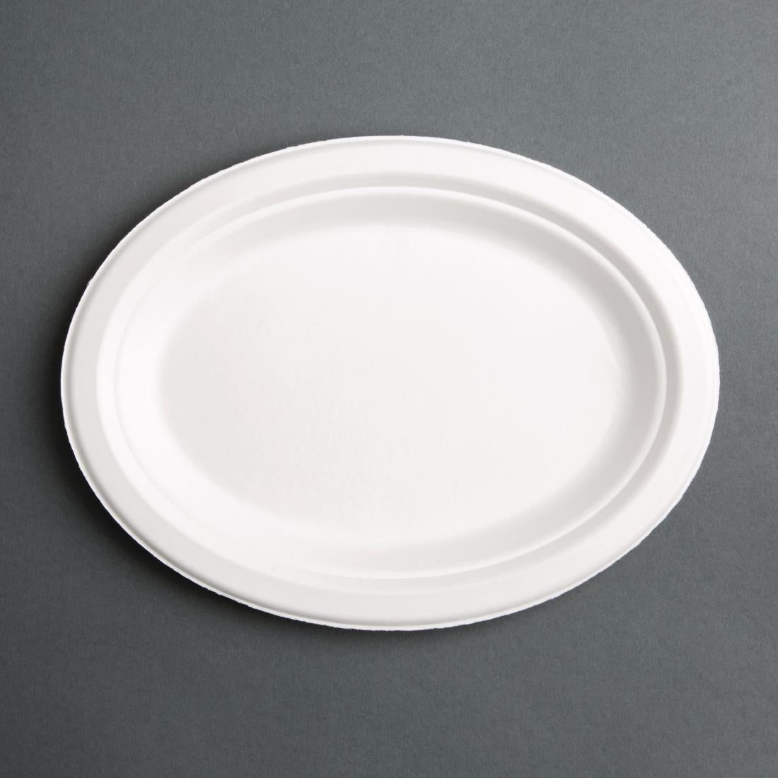 Fiesta Compostable Bagasse Oval Plates 198mm (Pack of 50) - FC534 Fiesta