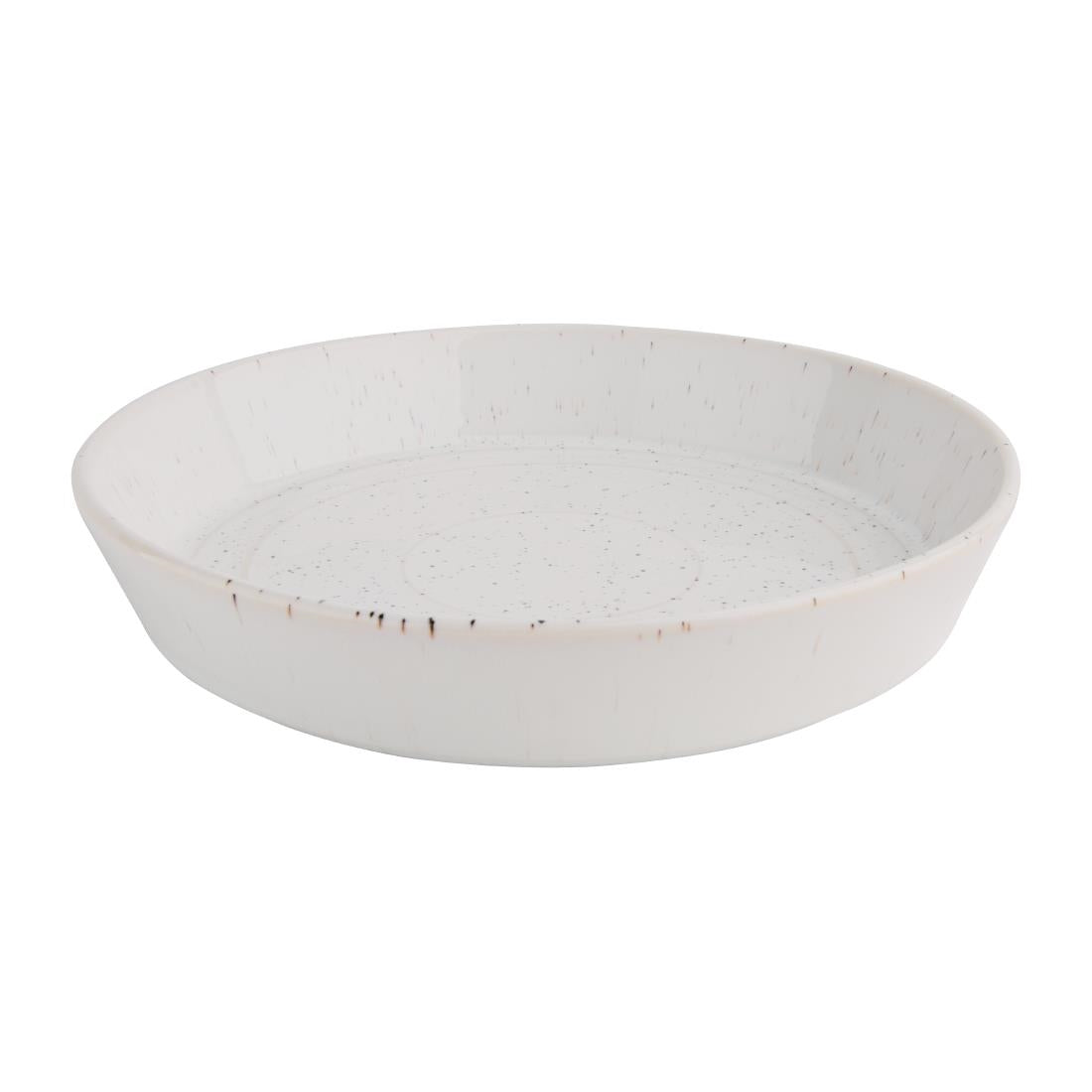Olympia Cavolo Flat Round Bowls White Speckle 220mm (Pack of 4) - FD901 Olympia