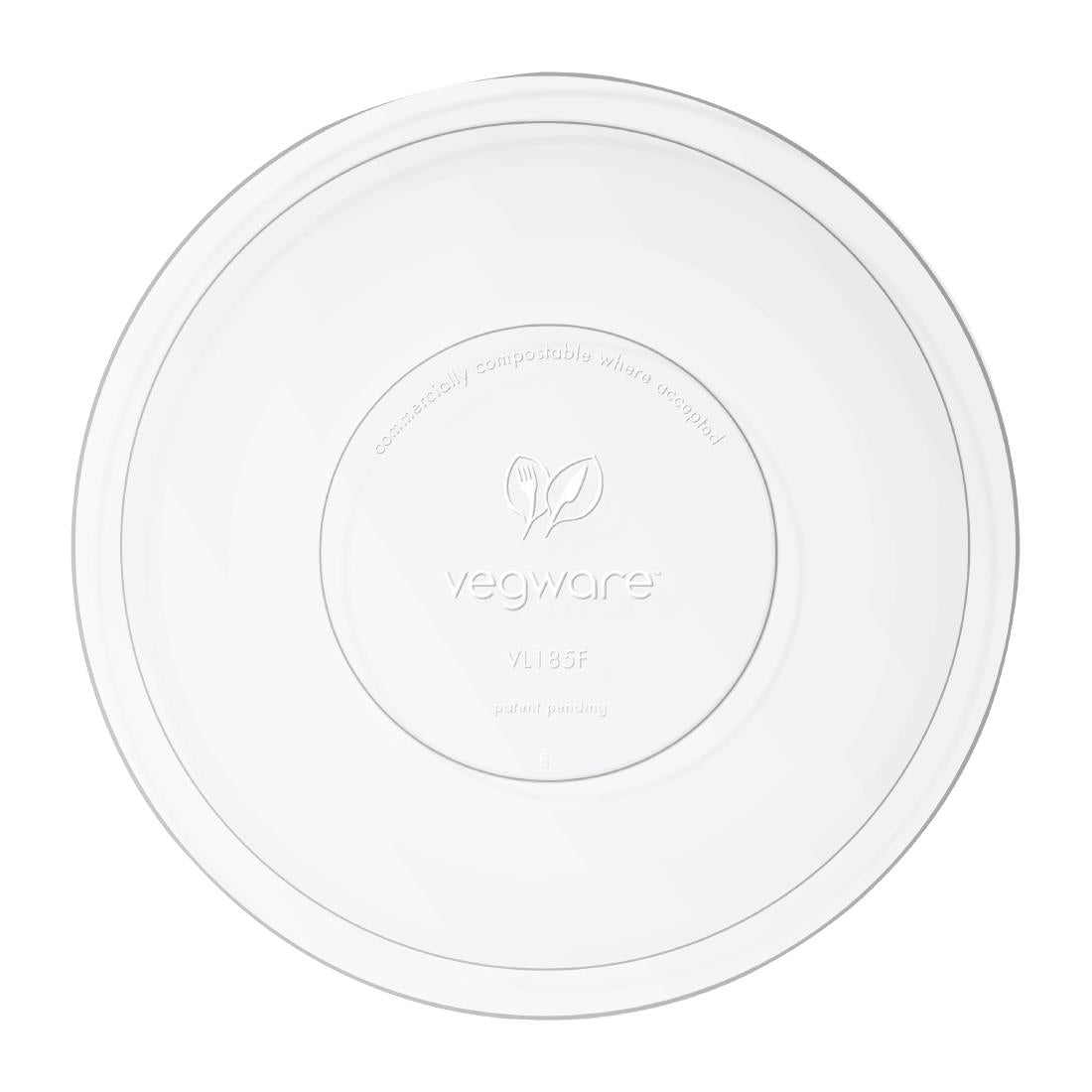 Vegware 185-Series Compostable Bon Appetit Wide Bowl PLA Flat Lid (Pack of 300) - FS182 Vegware