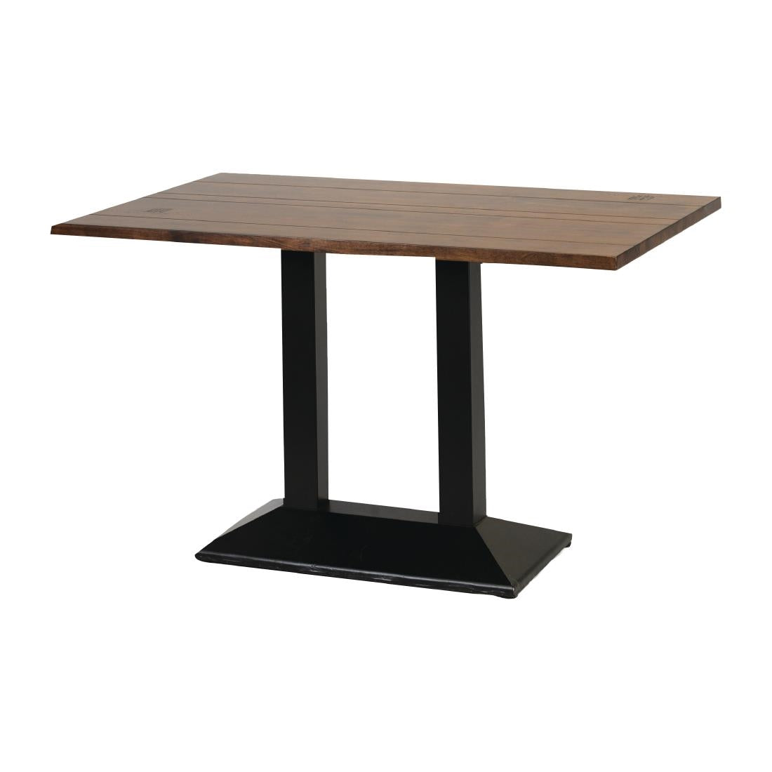 Turin Metal Base Pedestal Rectangle Table with Vintage Top 1200x760mm - FT515 Everyday