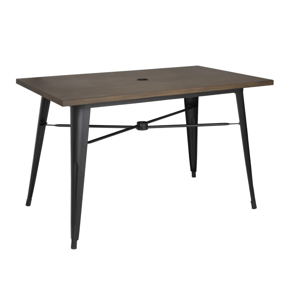 Bolero Complete Outdoor Aluminium Table 120x76x76cm - Dark Wood Effect Finish - FT955 Bolero
