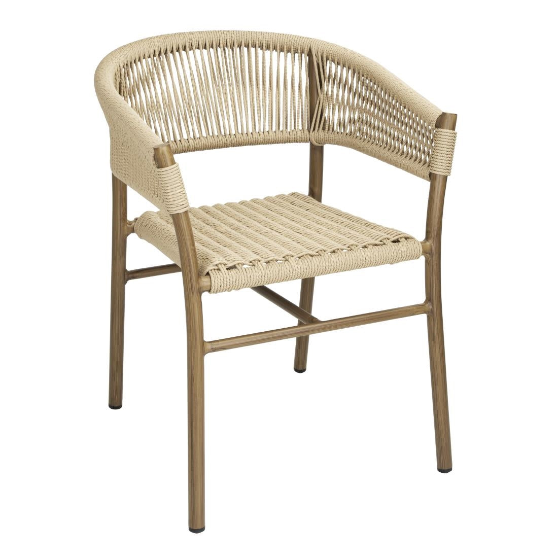 Bolero Florence Natural Rope Twist Wicker Chairs (Pack of 2) - FU532 Bolero