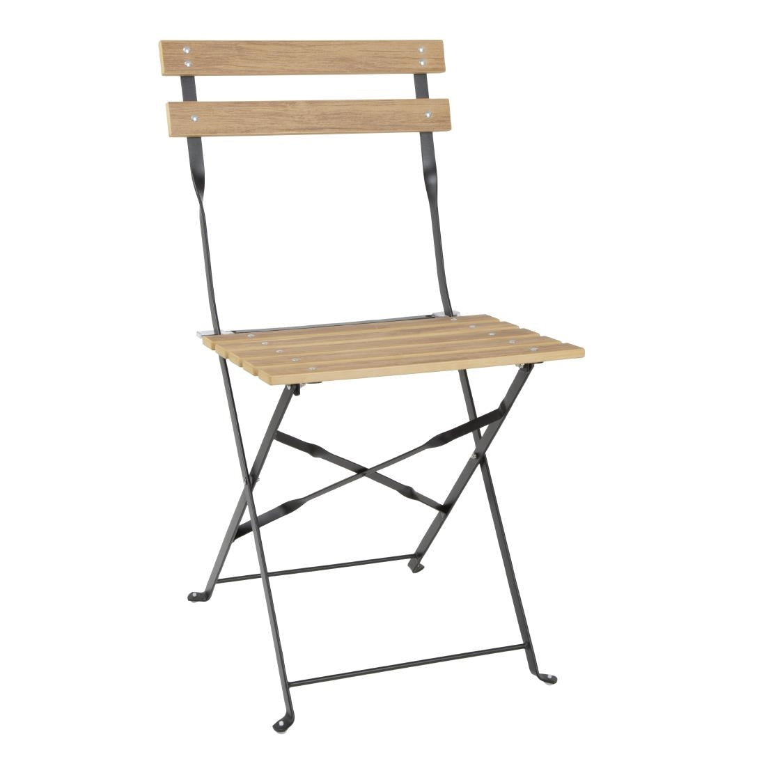Bolero Perth Pavement Style Folding Chairs Wood Effect (Pack of 2) - FU539 Bolero