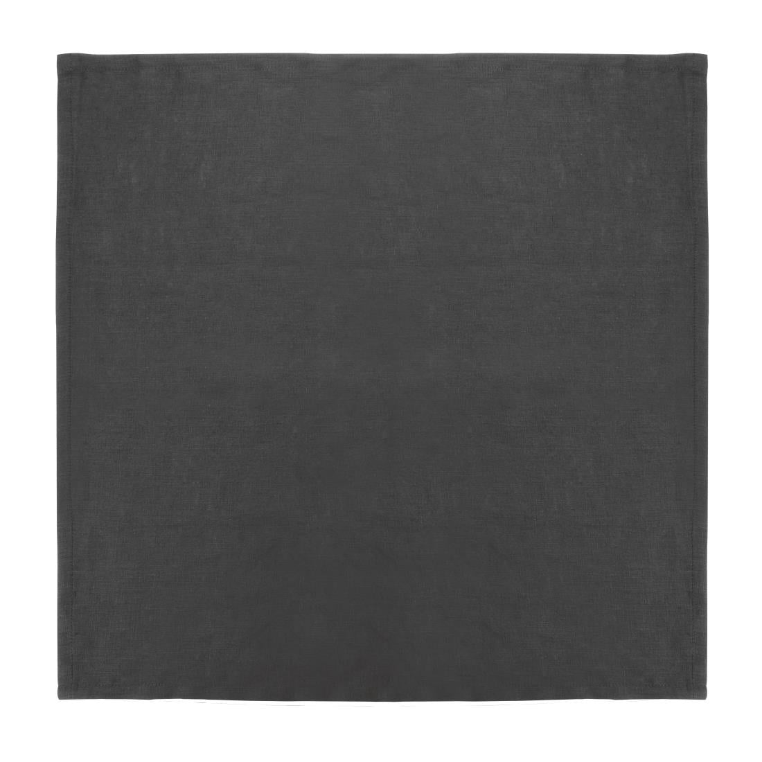 Olympia Linen Table Napkin Black 400x400mm (Pack of 12) - FW697 Olympia