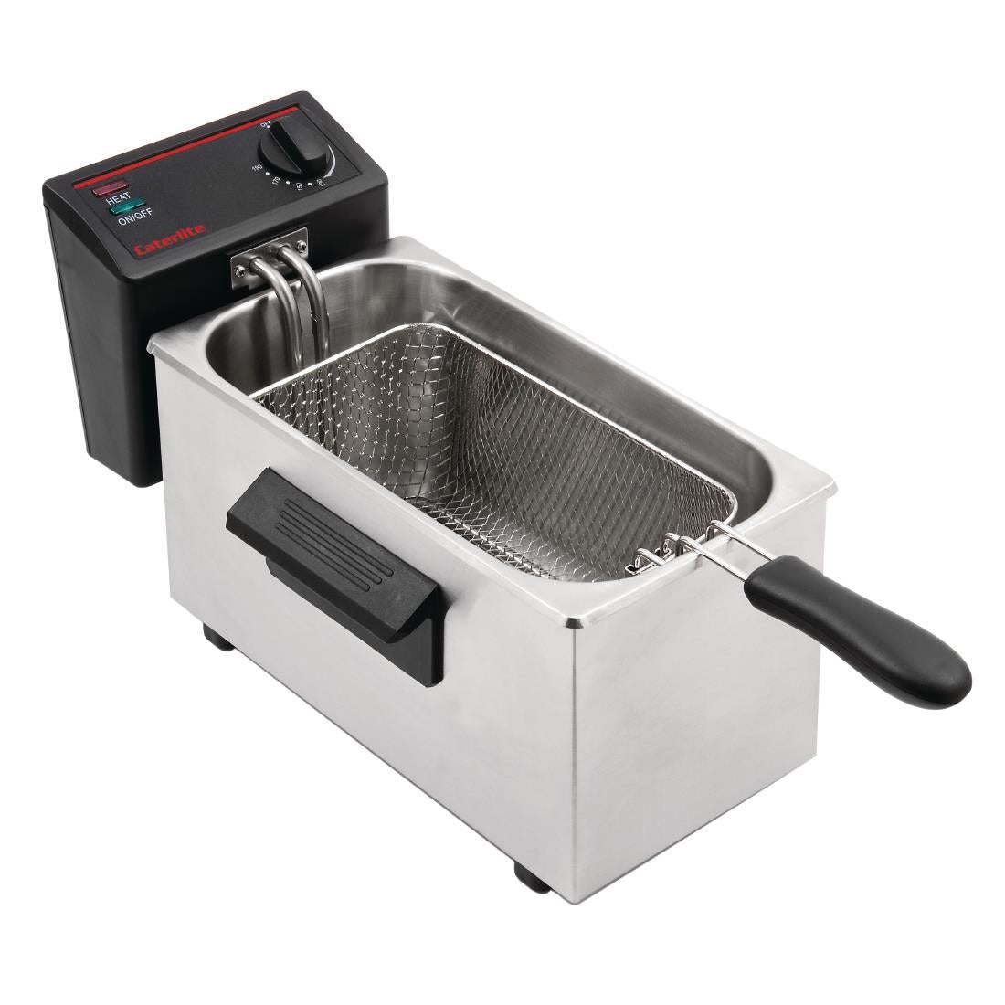 Caterlite Light Duty Single Tank Single Basket Countertop Electric Fryer 2kW - GG198 Caterlite