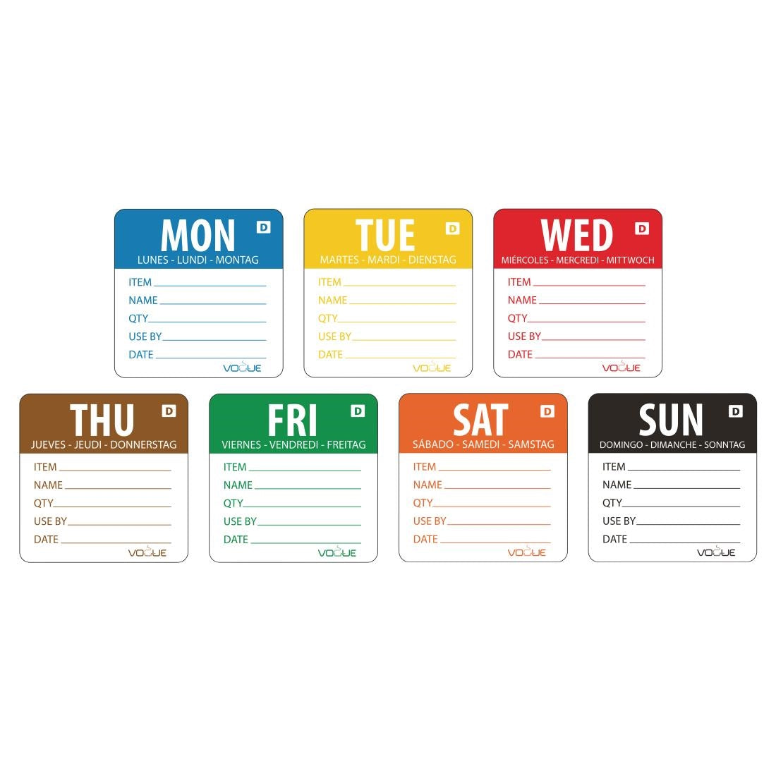 Vogue Dissolvable Labels Week Set (Pack of 1750) - GH326 Vogue