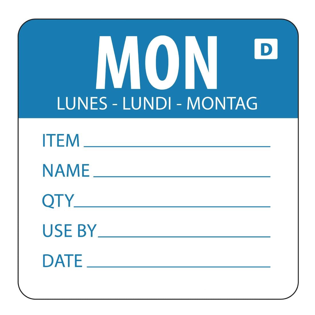 Hygiplas Dissolvable Day of the Week Labels Monday (Pack of 250) - GH351 Hygiplas