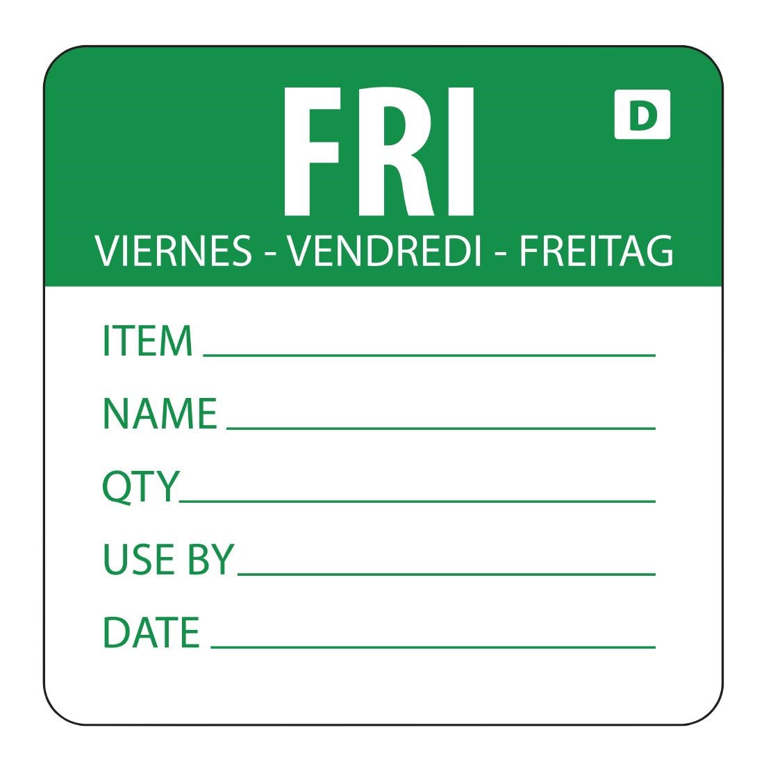 Hygiplas Dissolvable Day of the Week Labels Friday (Pack of 250) - GH355 Hygiplas