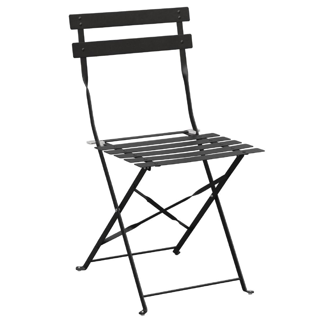 Bolero Perth Black Pavement Style Steel Folding Chairs (Pack of 2) - GH553 Bolero