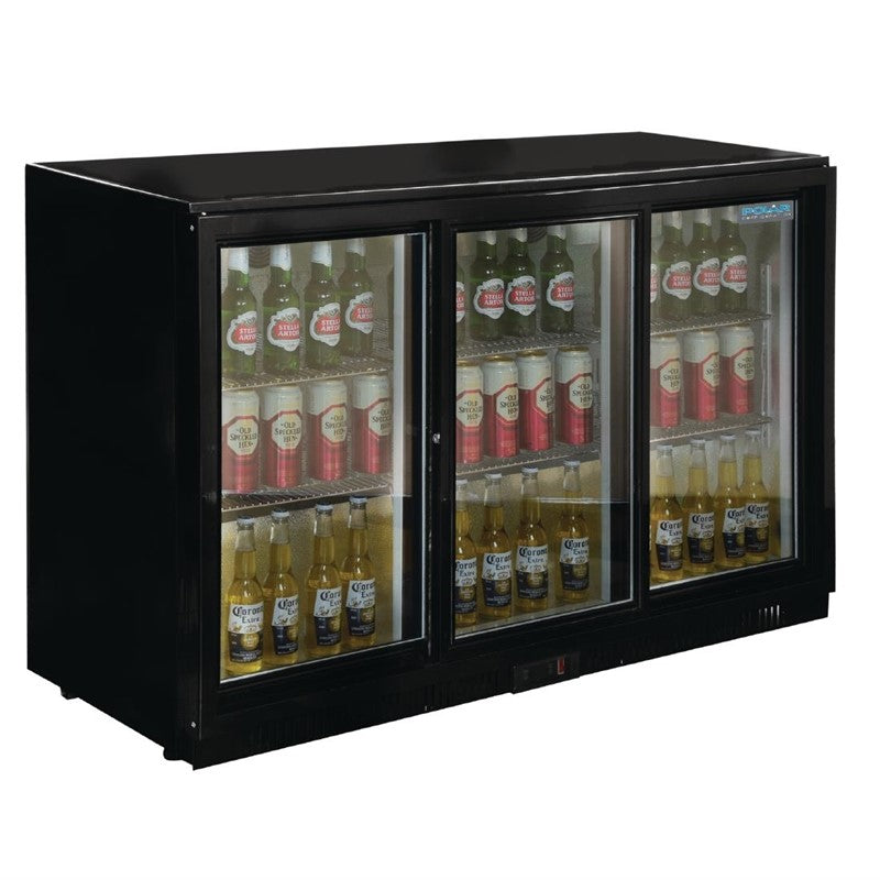 Polar Barkühlschrank 330 l – 3 Glasschiebetüren – Schwarz – 270 Flaschen – abschließbar – GL006
