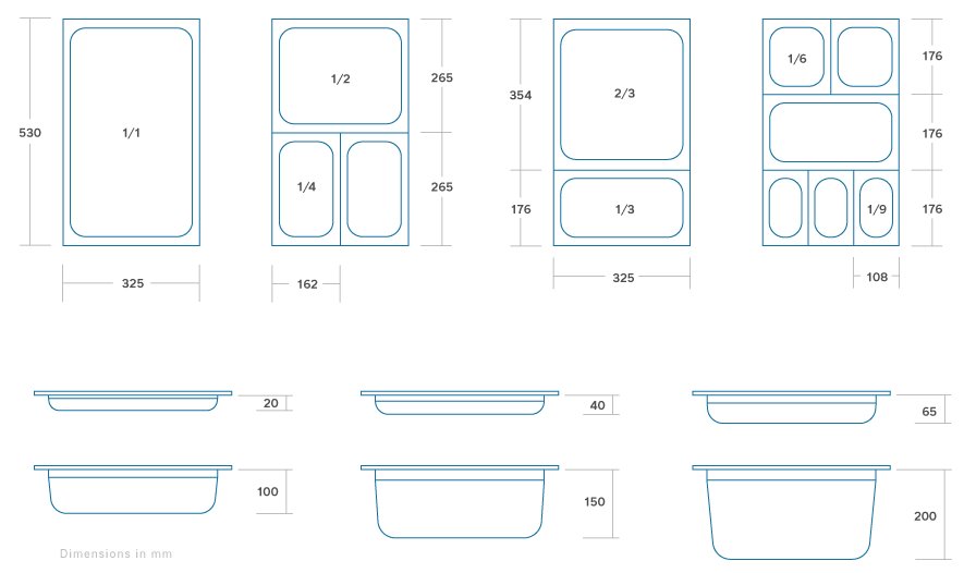 Maxima Gastronorm Container - 1/2 GN - 2cm Deep - Non-stick - 09367573