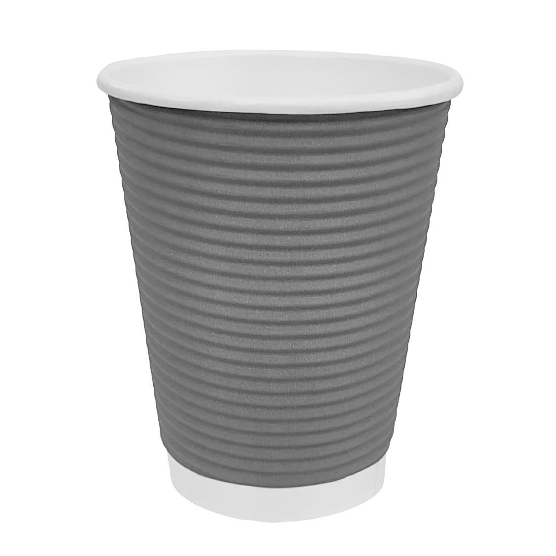 Fiesta Recyclable Coffee Cups Ripple Wall Charcoal 225ml / 8oz (Pack of 500) - GP433 Fiesta