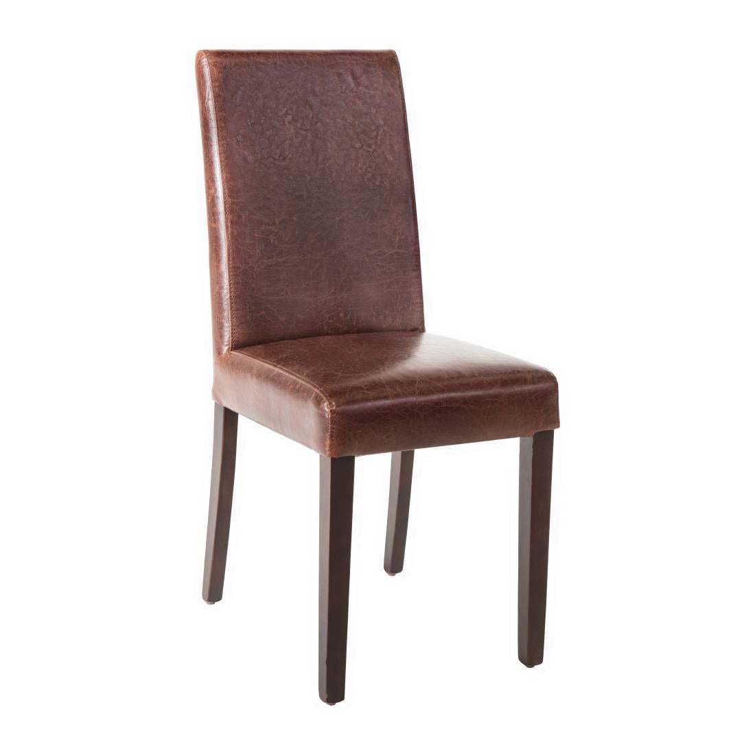 Bolero Faux Leather Dining Chair Antique Brown (Pack of 2) - GR369 Bolero