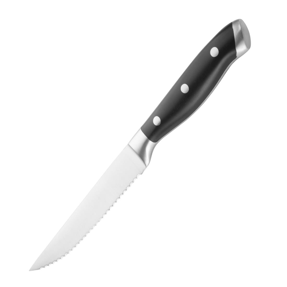 Olympia Premium Riveted Steak Knives with Black ABS Handles (Pack of 6) - GR919 Olympia