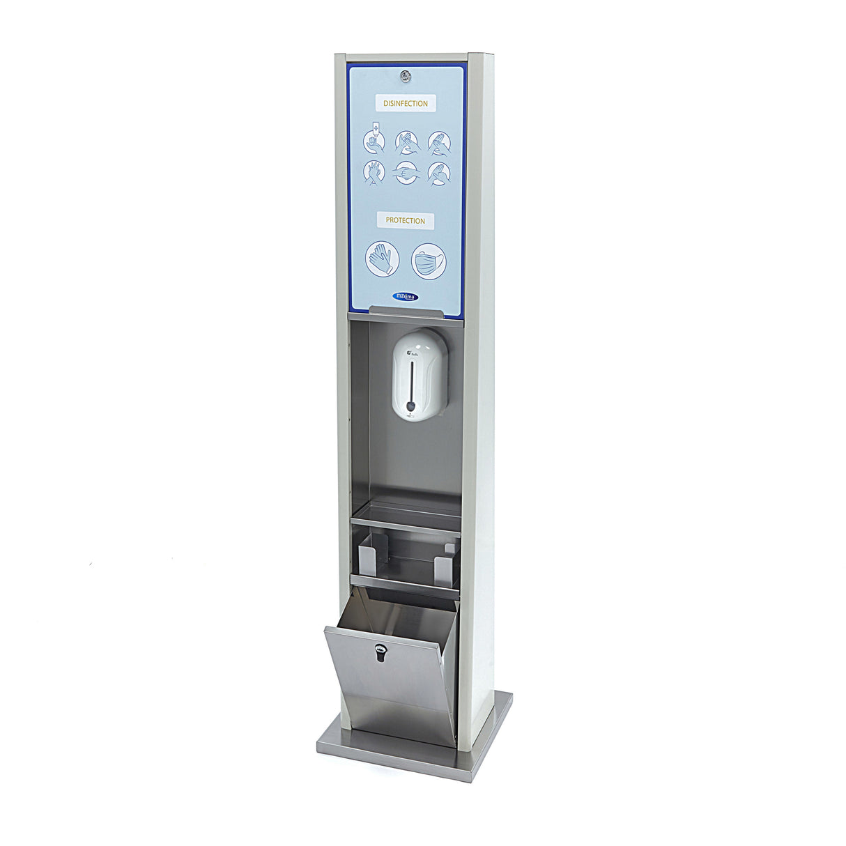 Maxima Hand Sanitiser Dispenser - Automatic - Contactless - Space for Disposable Gloves - 09376060