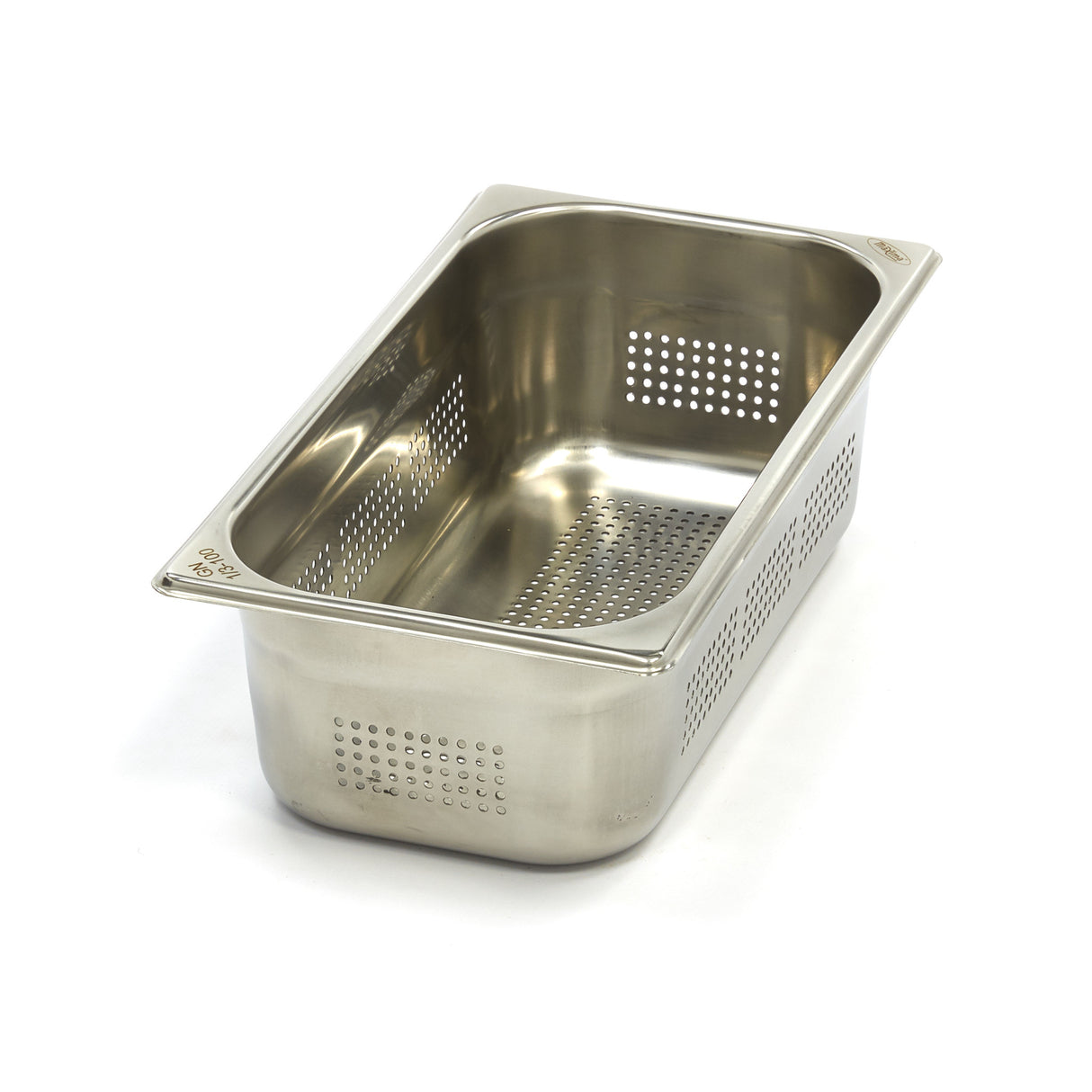 Maxima Gastronorm Container - 1/3 GN - 10cm Deep - Stainless Steel - Perforated - 09367621
