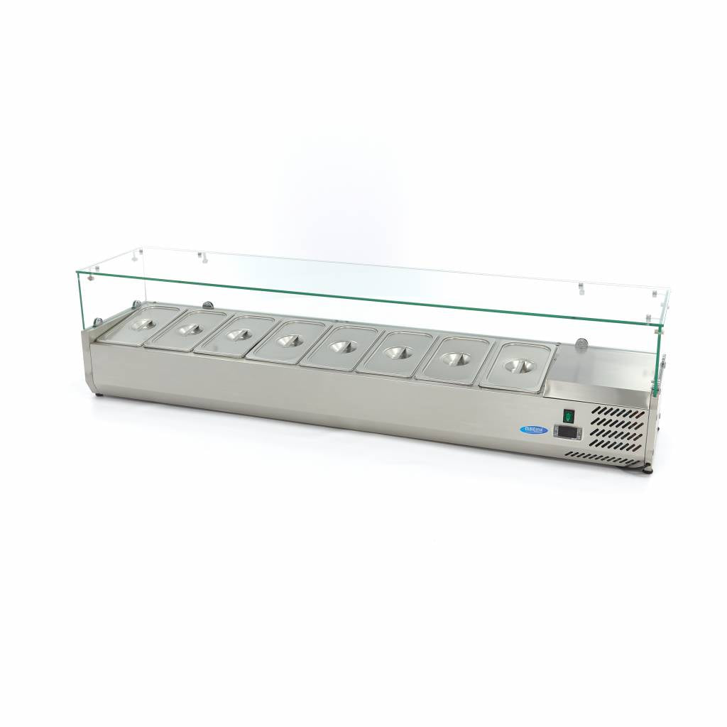 Opzetkoelvitrine - 180 cm - 8 x 1/3 GN Bakken - MAXIMA