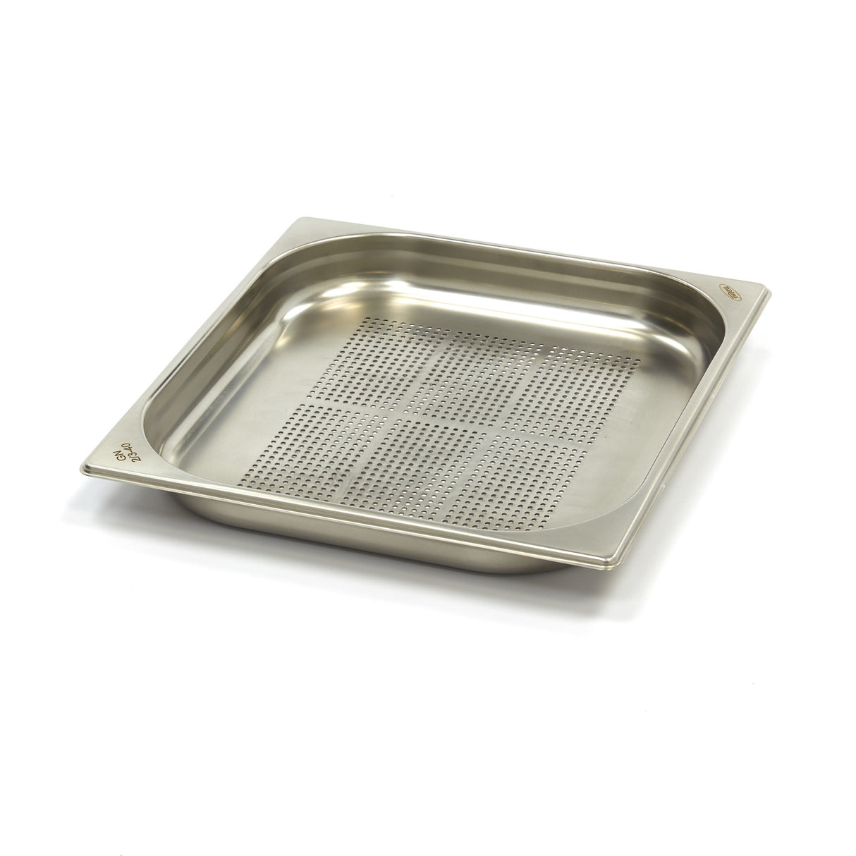 Maxima Gastronorm Container - 2/3 GN - 4cm Deep - Stainless Steel - Perforated - 09367669